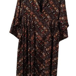 Isabel Marant Brown and Orange Midi Sundress with Dolman Sleeves